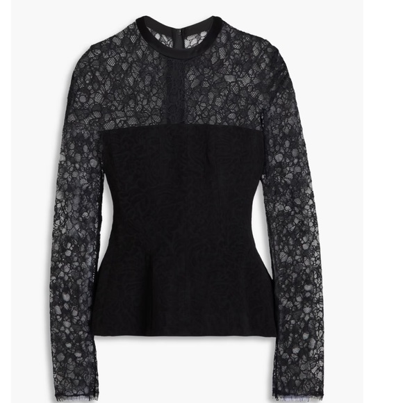 SIMKHAI lace-paneled peplum top